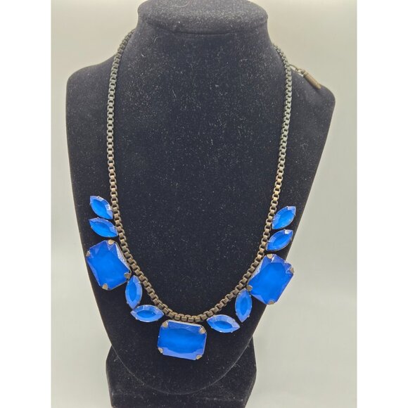 LOREN HOPE signed Art Deco cobalt Blue Crystal Necklace Art Deco 22" - Picture 7 of 7